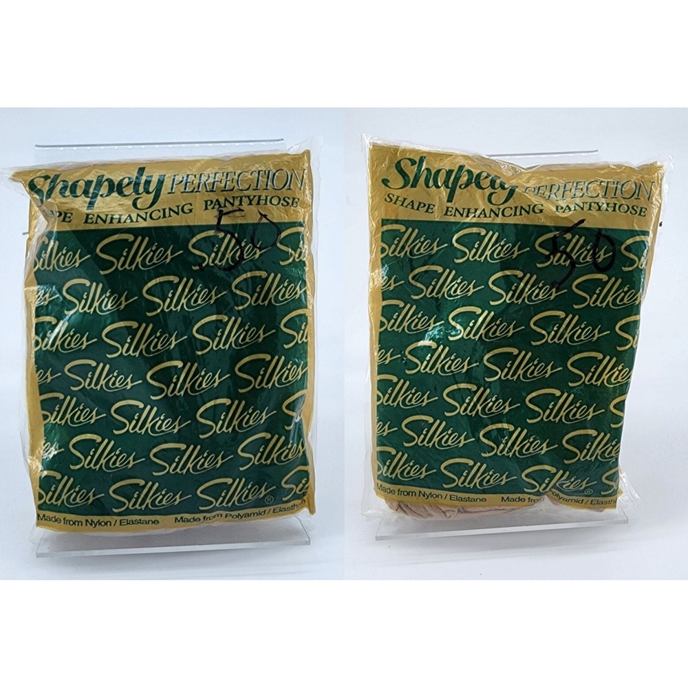 Lot of 2 Vtg Silkies Shapley Perfection Pantyhose 131 L Nude Enhancing Hosiery